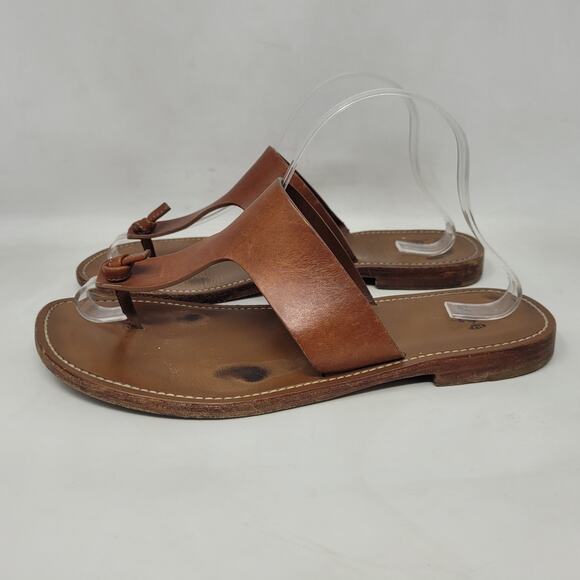 CELINE Lerins Sandals IT41 US11 Brown Leather Thong Knot Flats Slides Slip On - Picture 10 of 13